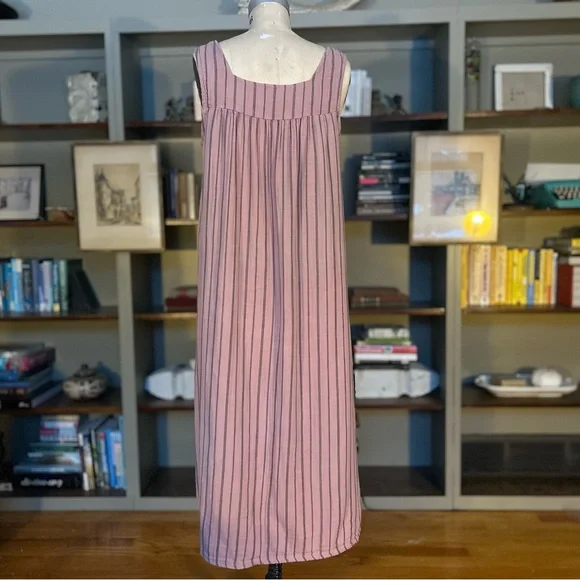 Cotton Dusty Rose Dress with Black Pinstripes - Picture 7 of 11